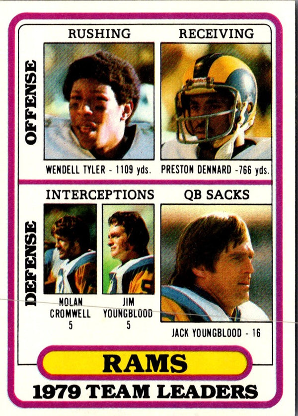 1980 Topps Wendell Tyler/Preston Dennard/Nolan Cromwell/Jim Youngblood/Jack Youngblood #394 VG