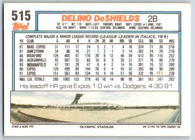 1992 Topps Delino DeShields