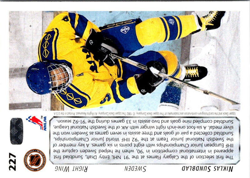 1992 Upper Deck Niklas Sundblad