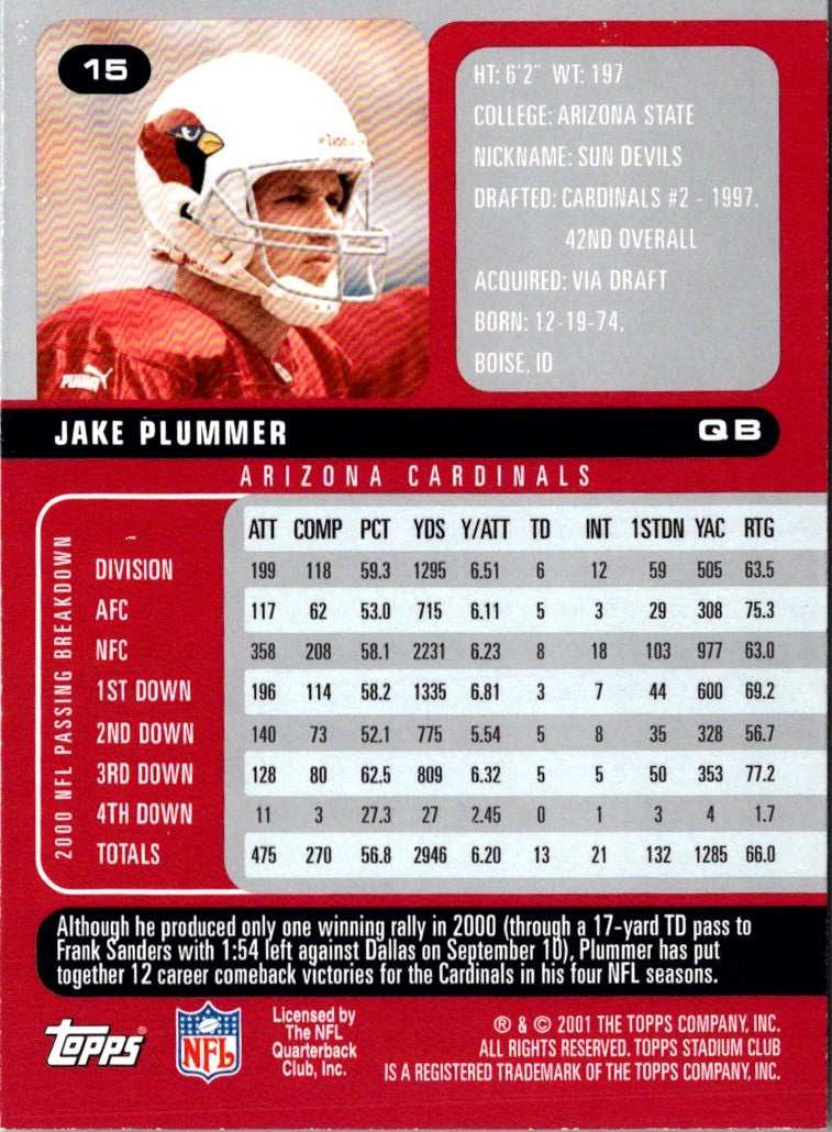 2001 Stadium Club Jake Plummer