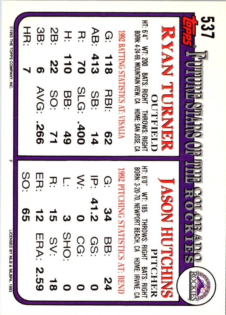 1993 Classic Best Central Valley Rockies Ryan Turner