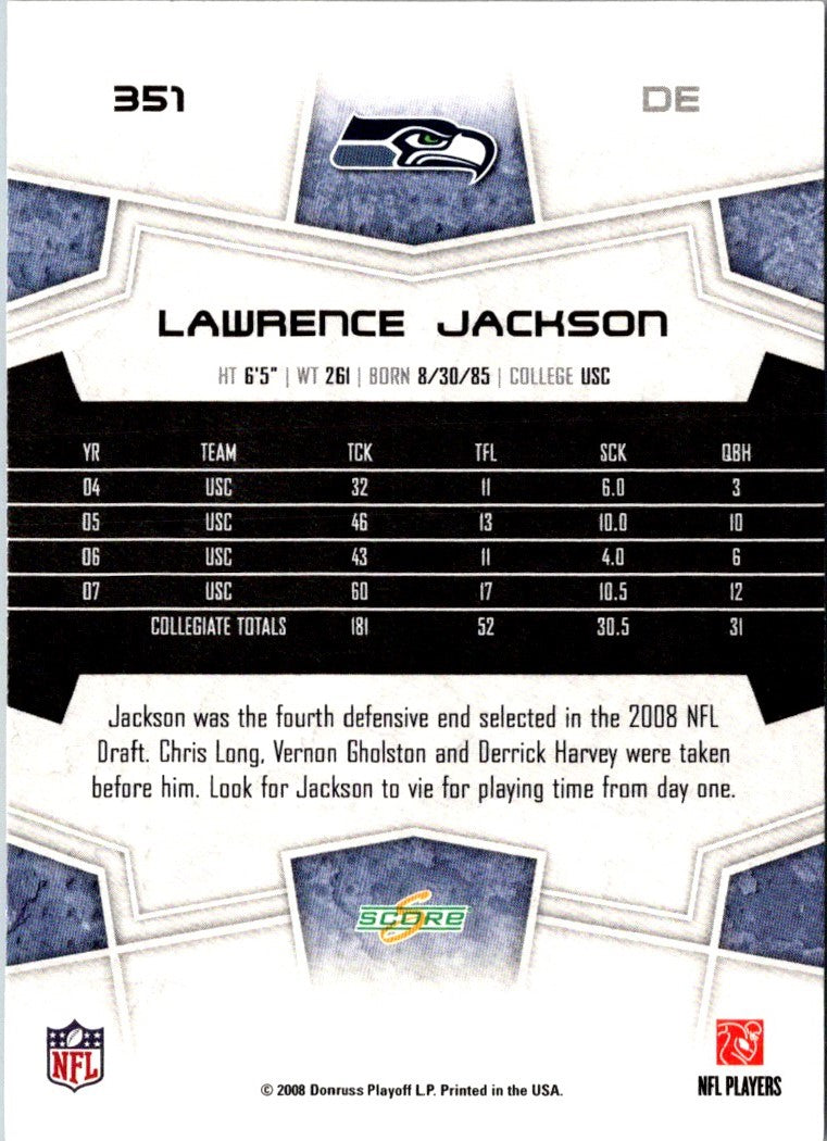 2008 Score Super Bowl XLIII Lawrence Jackson