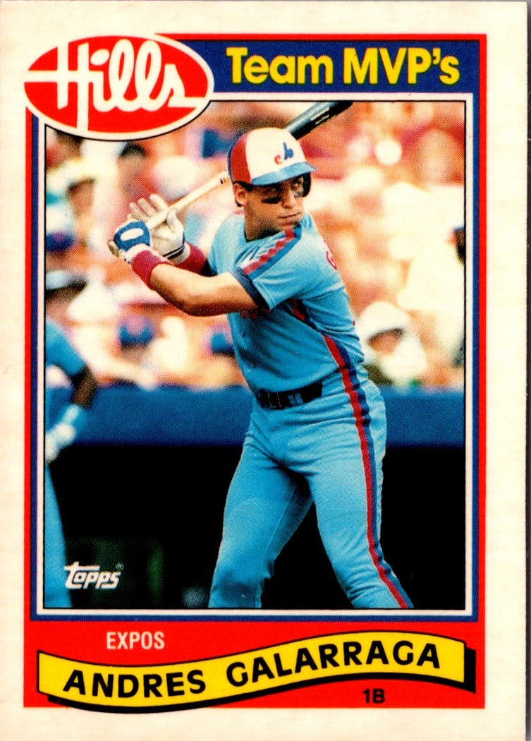 1989 Topps Hills Team MVP's Andres Galarraga