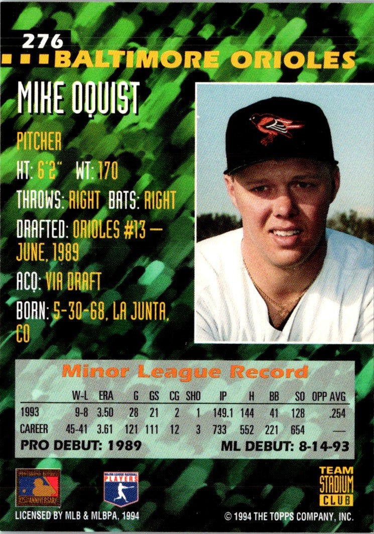 1994 Stadium Club Team Mike Oquist