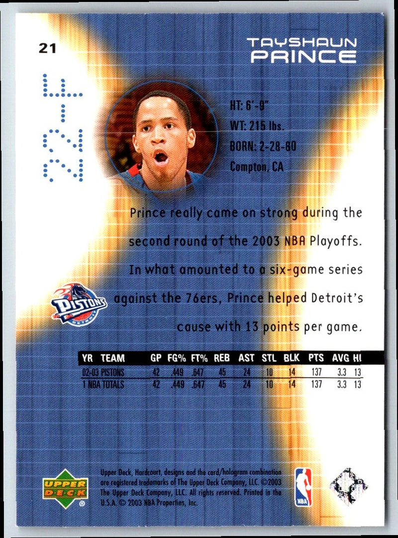 2003 Upper Deck Hardcourt Tayshaun Prince