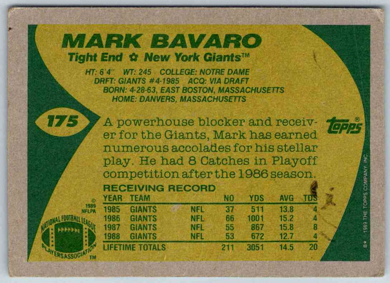 1989 Topps Mark Bavaro