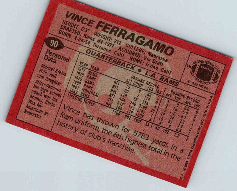 1983 Topps Vince Ferragamo