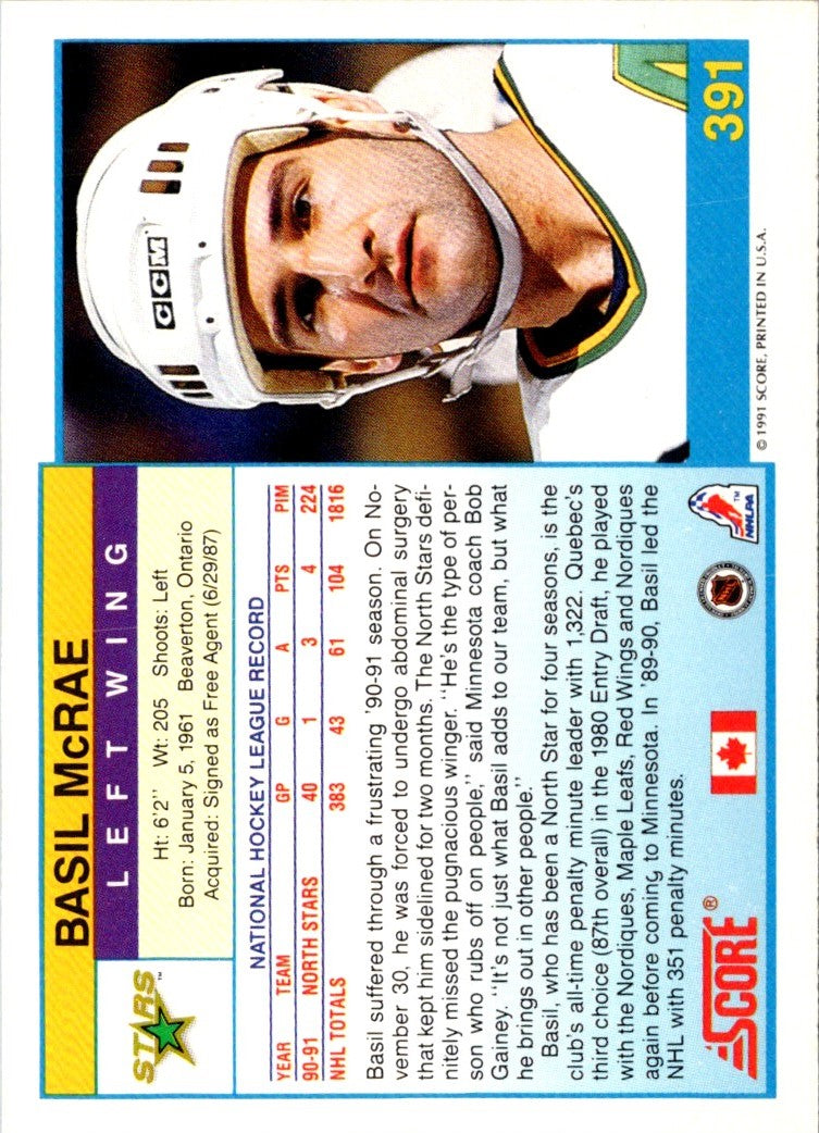 1991 Score Canadian Basil McRae