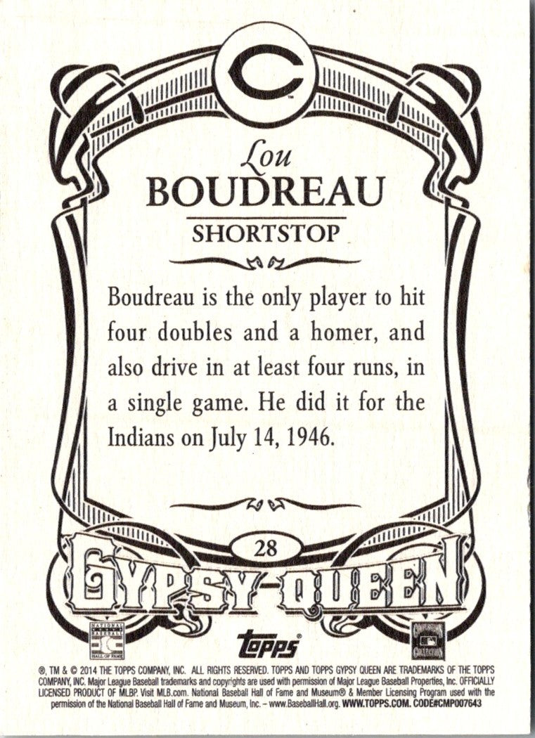 2014 Topps Gypsy Queen Lou Boudreau