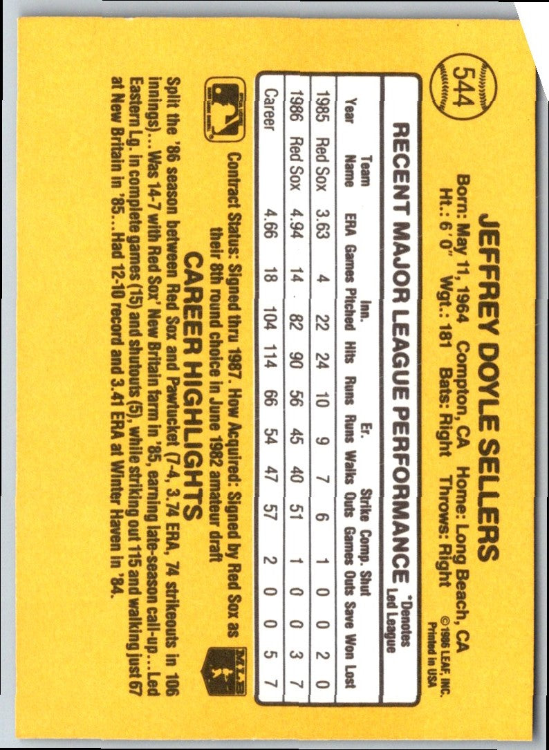 1987 Donruss Jeff Sellers