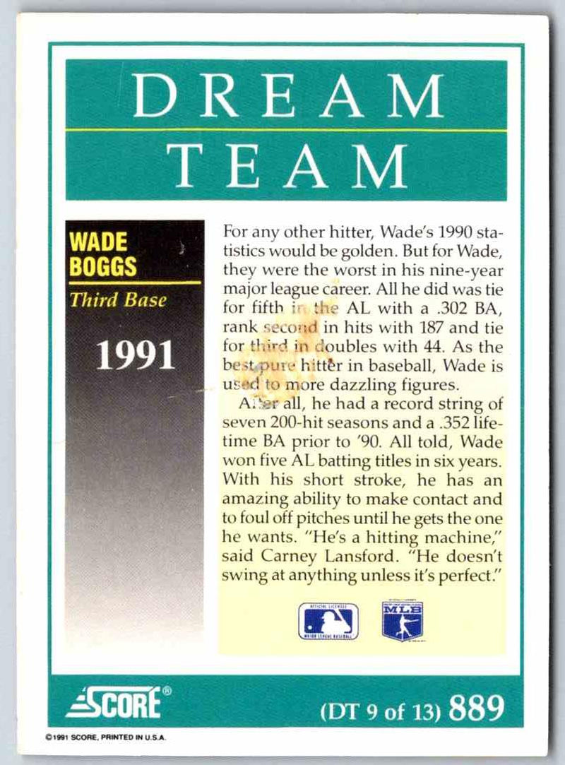 1991 Score Wade Boggs