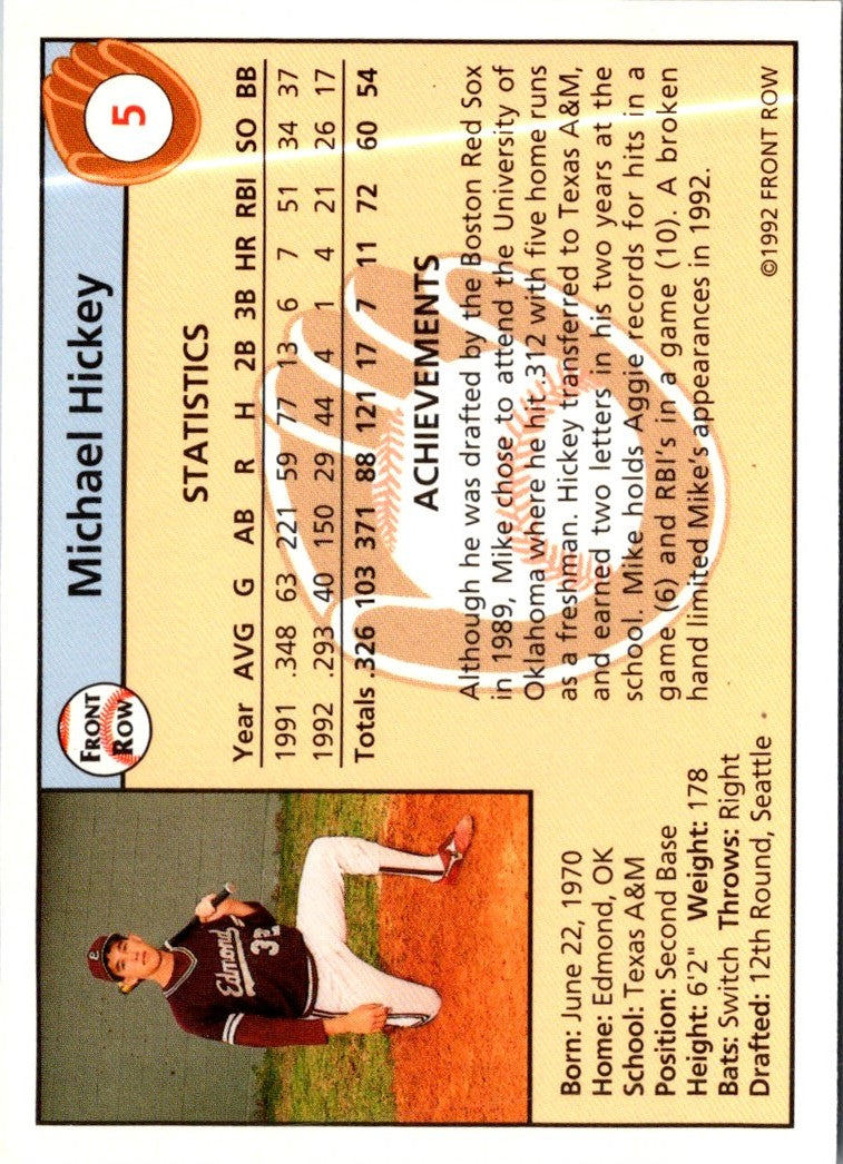 1992 Front Row Draft Picks Mike Hickey