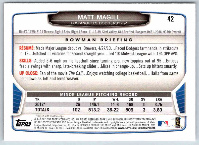 2013 Bowman Matt Magill