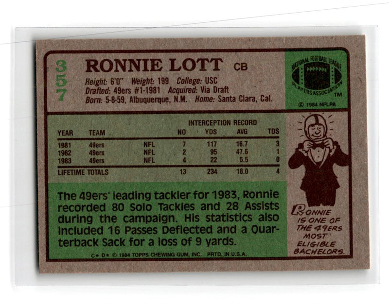 1984 Topps Ronnie Lott