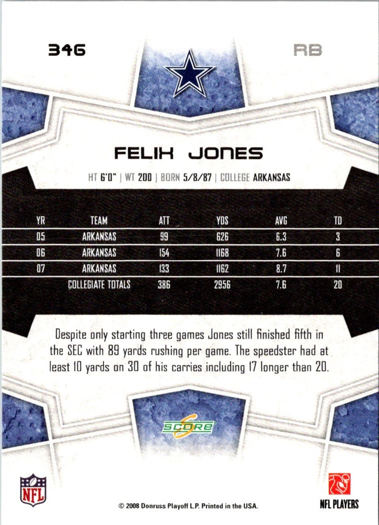 2008 Score Super Bowl XLIII Felix Jones