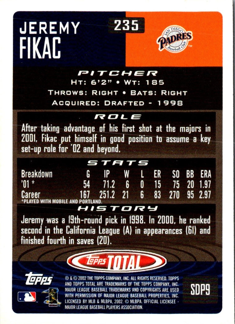 2002 Topps Total Jeremy Fikac