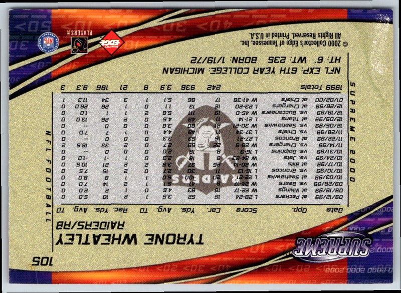 2000 Collector's Edge Supreme Tyrone Wheatley