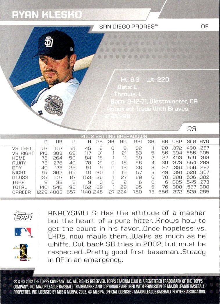 2002 Stadium Club Ryan Klesko