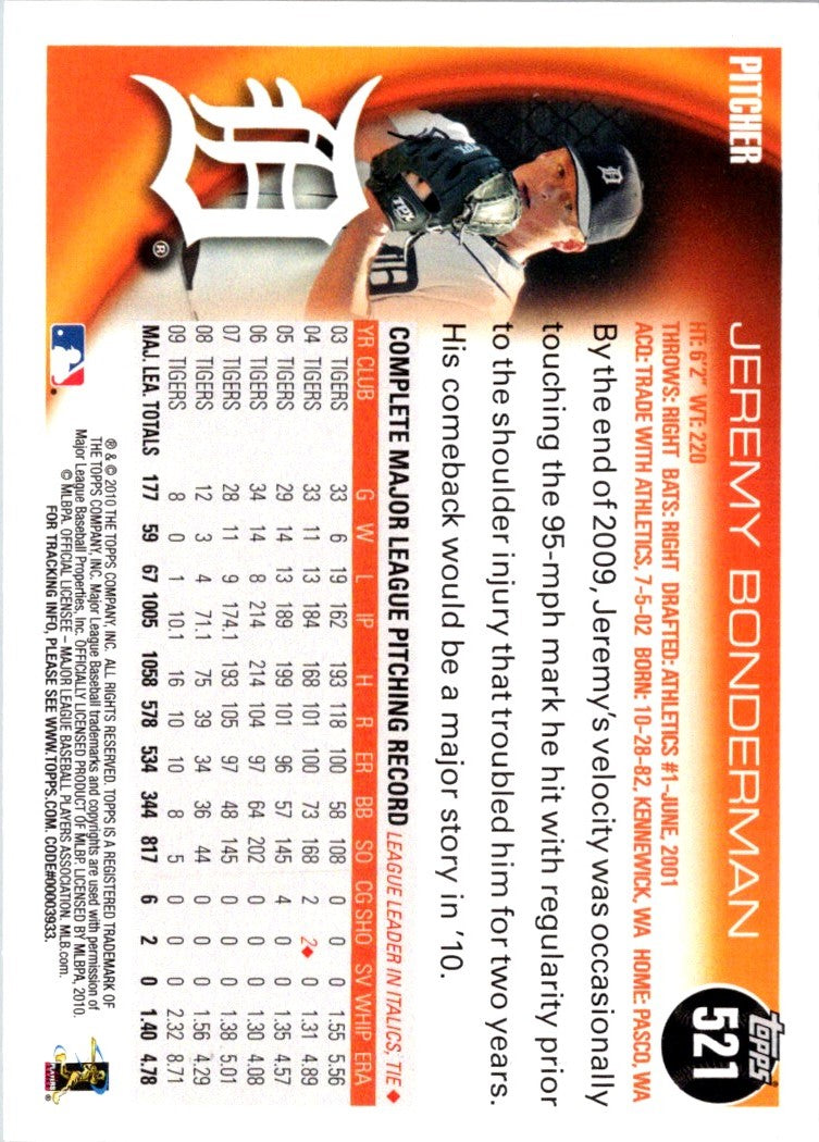 2010 Topps Jeremy Bonderman