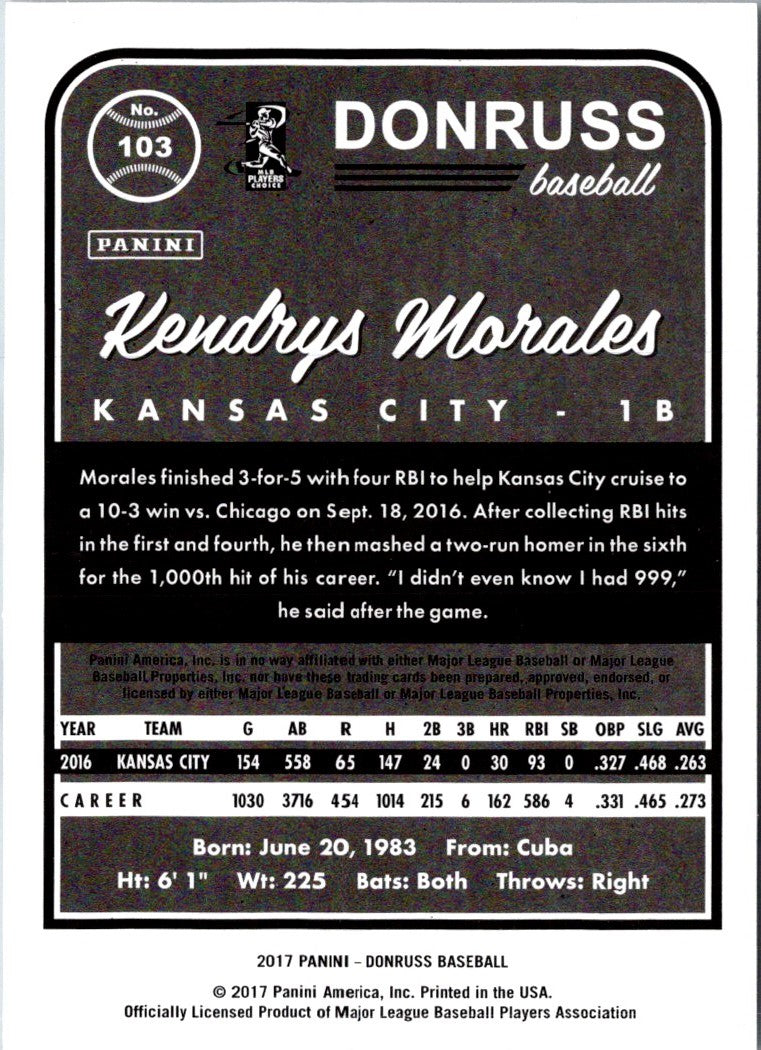 2017 Donruss Kendrys Morales