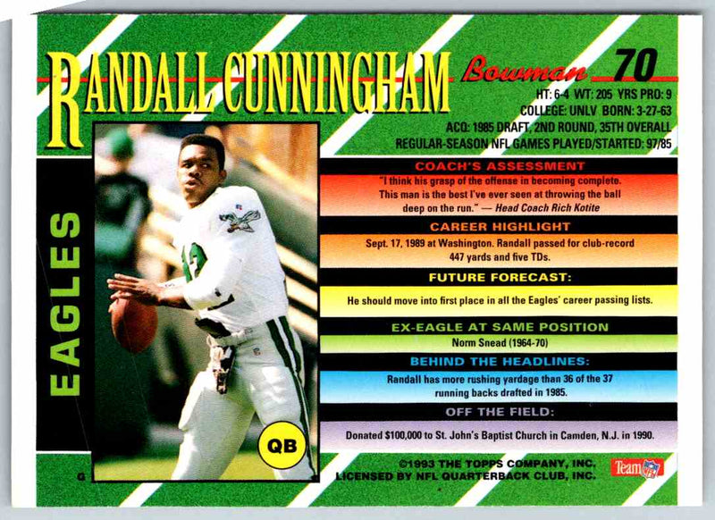 1993 Bowman Football Randall Cunningham