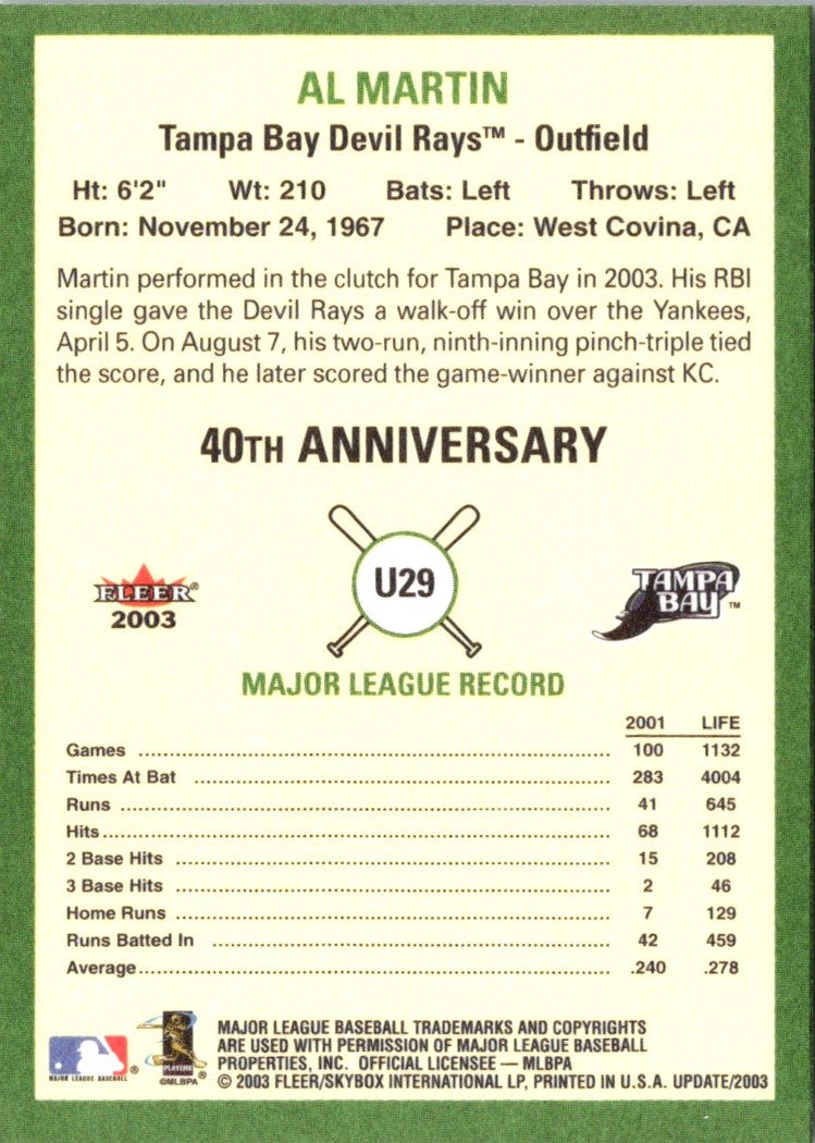 2003 Fleer Tradition Update Al Martin