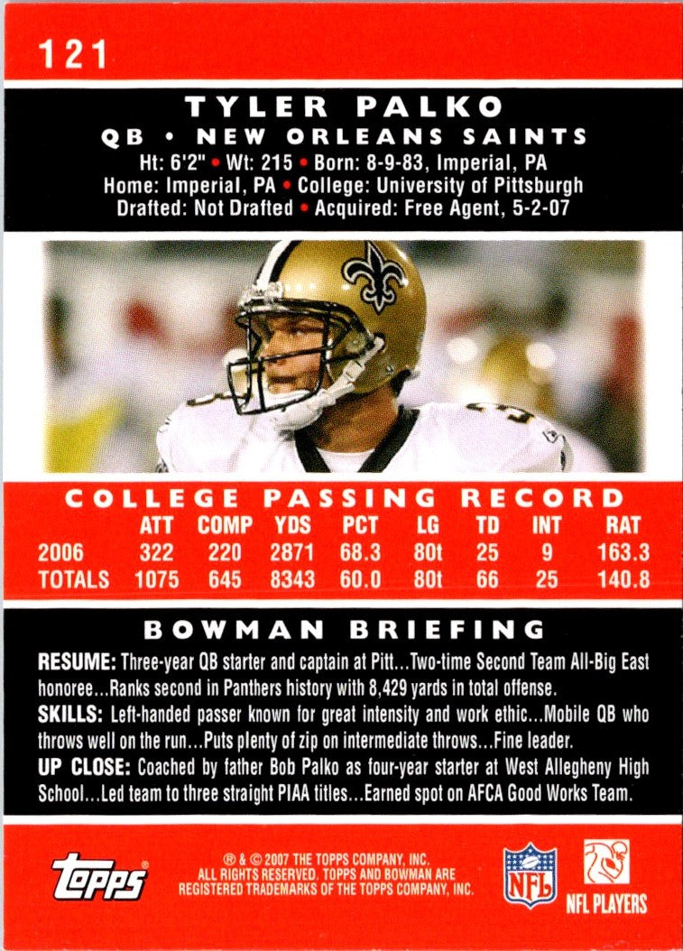 2007 Bowman Tyler Palko