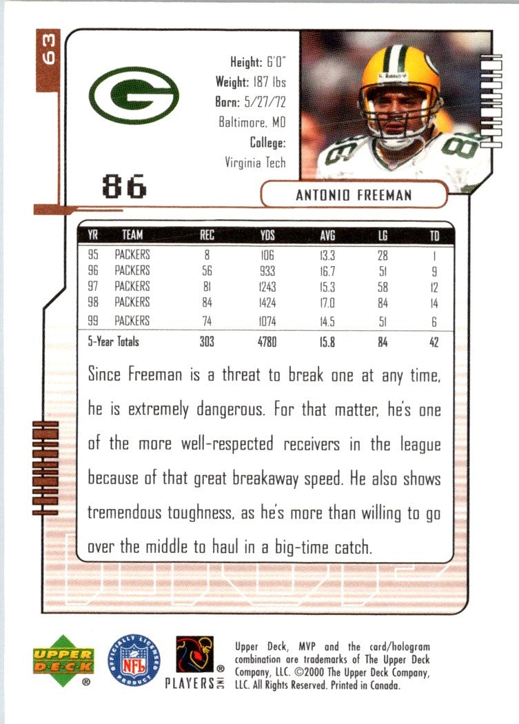 2000 Upper Deck MVP Antonio Freeman