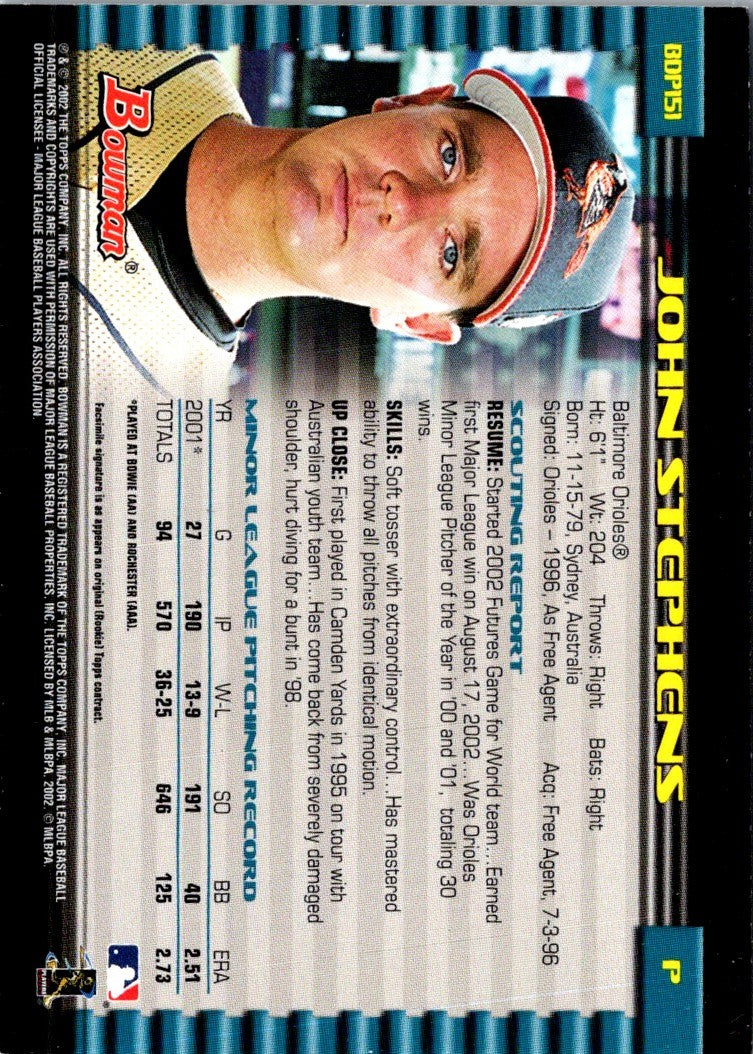 2002 Bowman Draft Picks & Prospects John Stephens