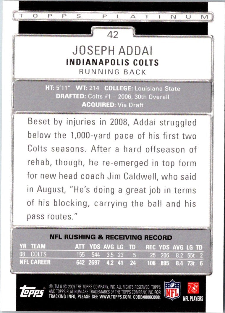 2009 Topps Platinum Joseph Addai
