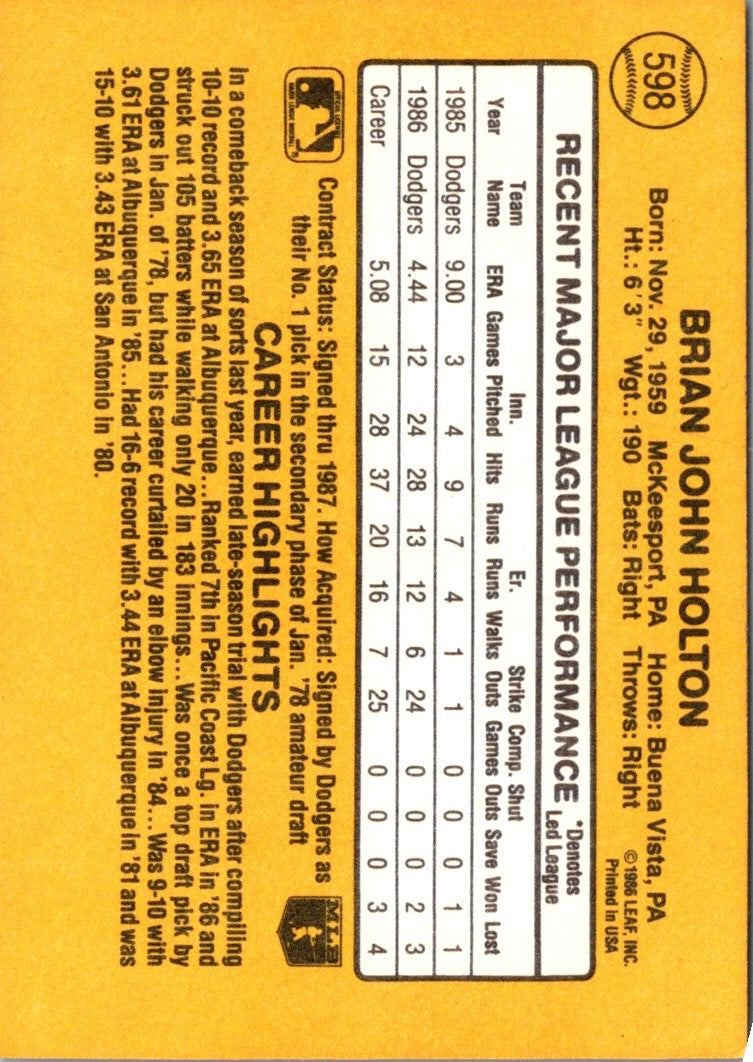 1987 Donruss Brian Holton