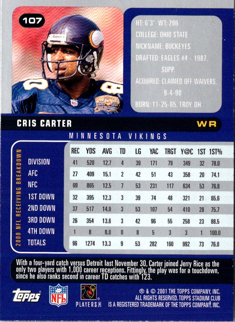 2001 Stadium Club Cris Carter