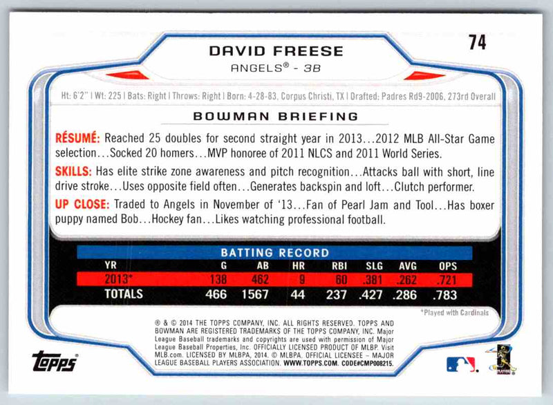 2014 Bowman David Freese