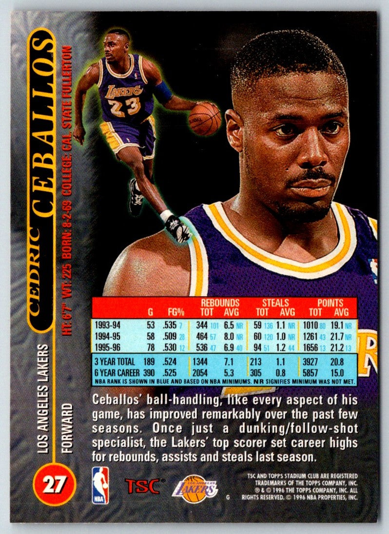 1996 Stadium Club Cedric Ceballos