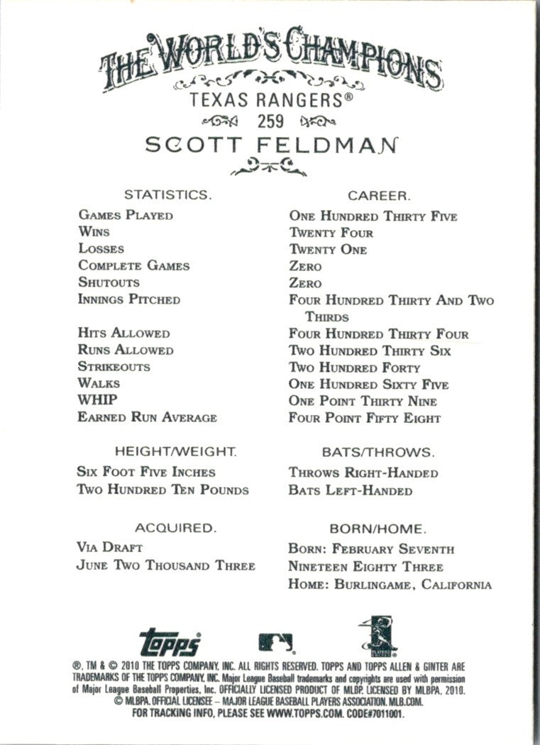 2010 Topps Allen & Ginter Scott Feldman