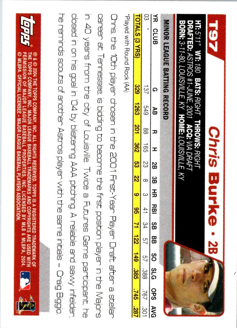 2004 Topps Traded & Rookies Chris Burke
