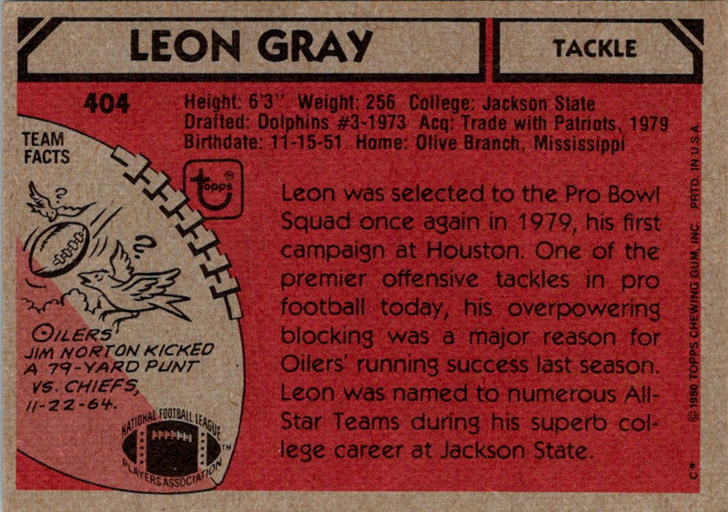 1980 Topps Leon Gray