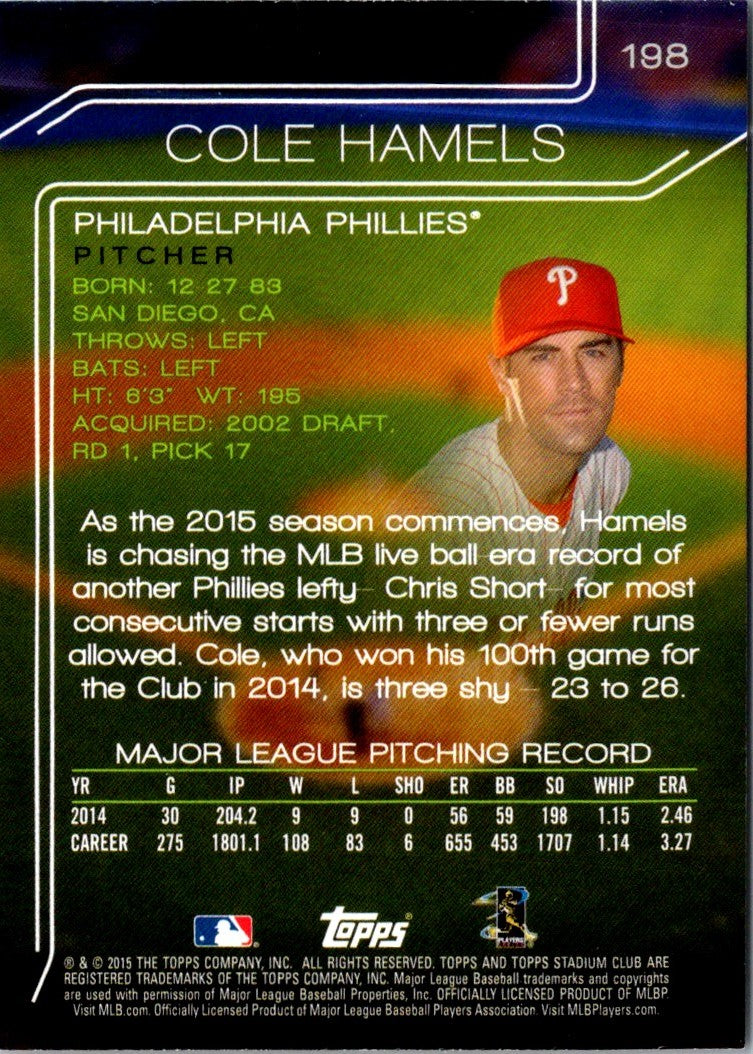 2015 Stadium Club Cole Hamels