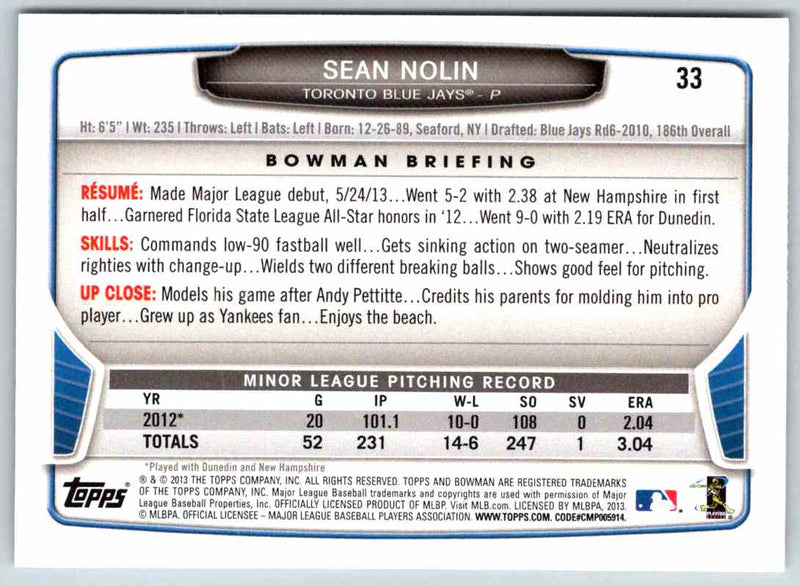 2014 Bowman Sean Nolin