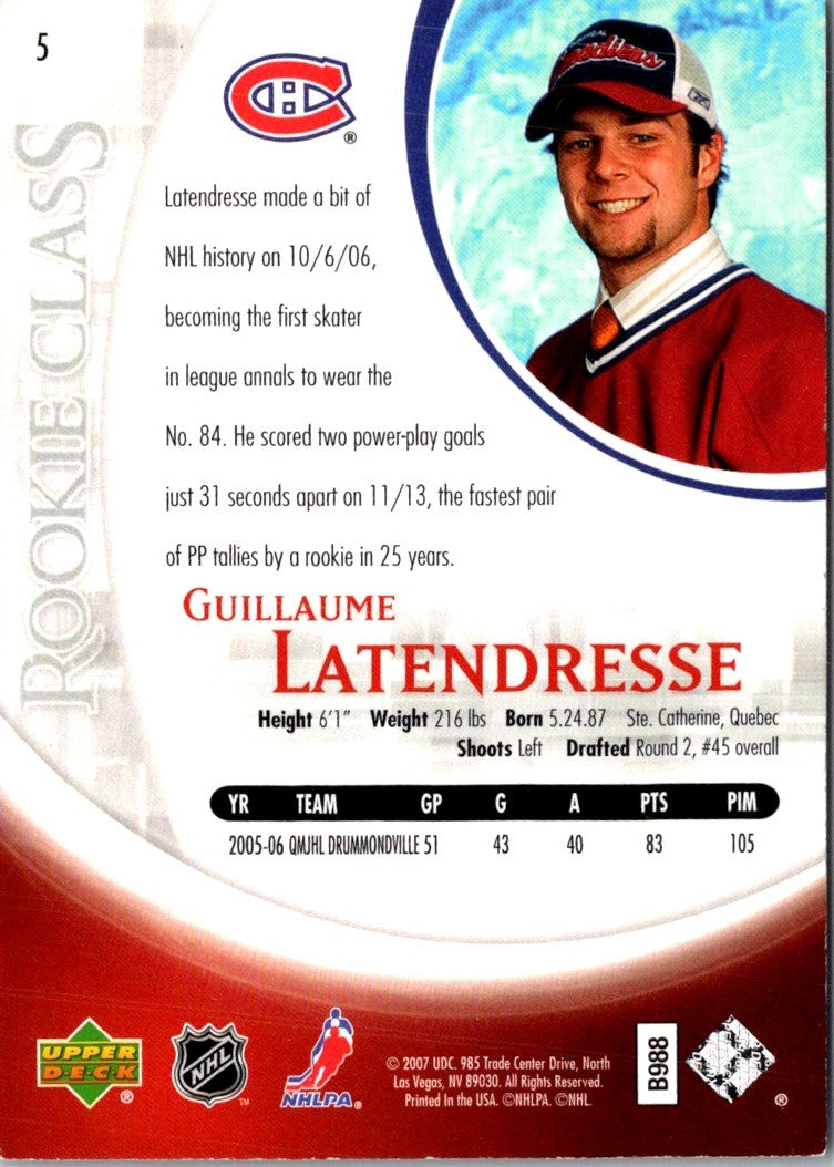 2006 Upper Deck Rookie Class Box Set Guillaume Latendresse