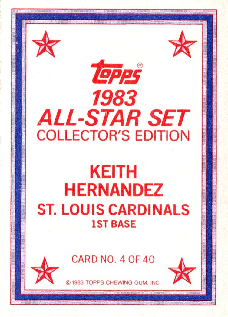 1983 Topps Glossy Send-Ins Keith Hernandez