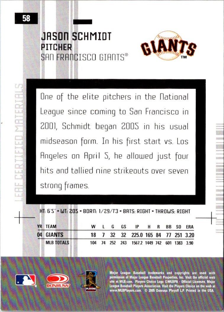 2005 Leaf Certified Materials Jason Schmidt
