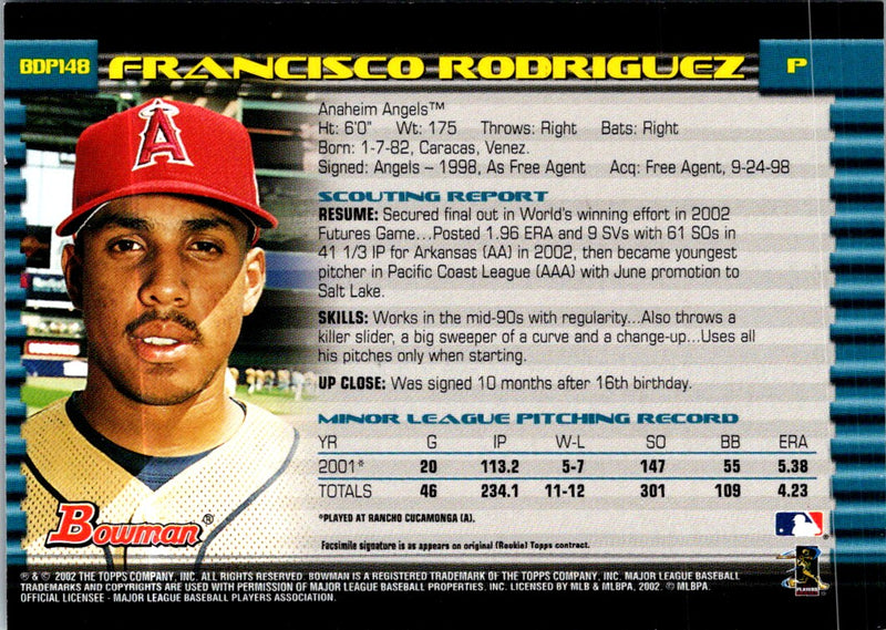 2002 Bowman Draft Picks & Prospects Francisco Rodriguez