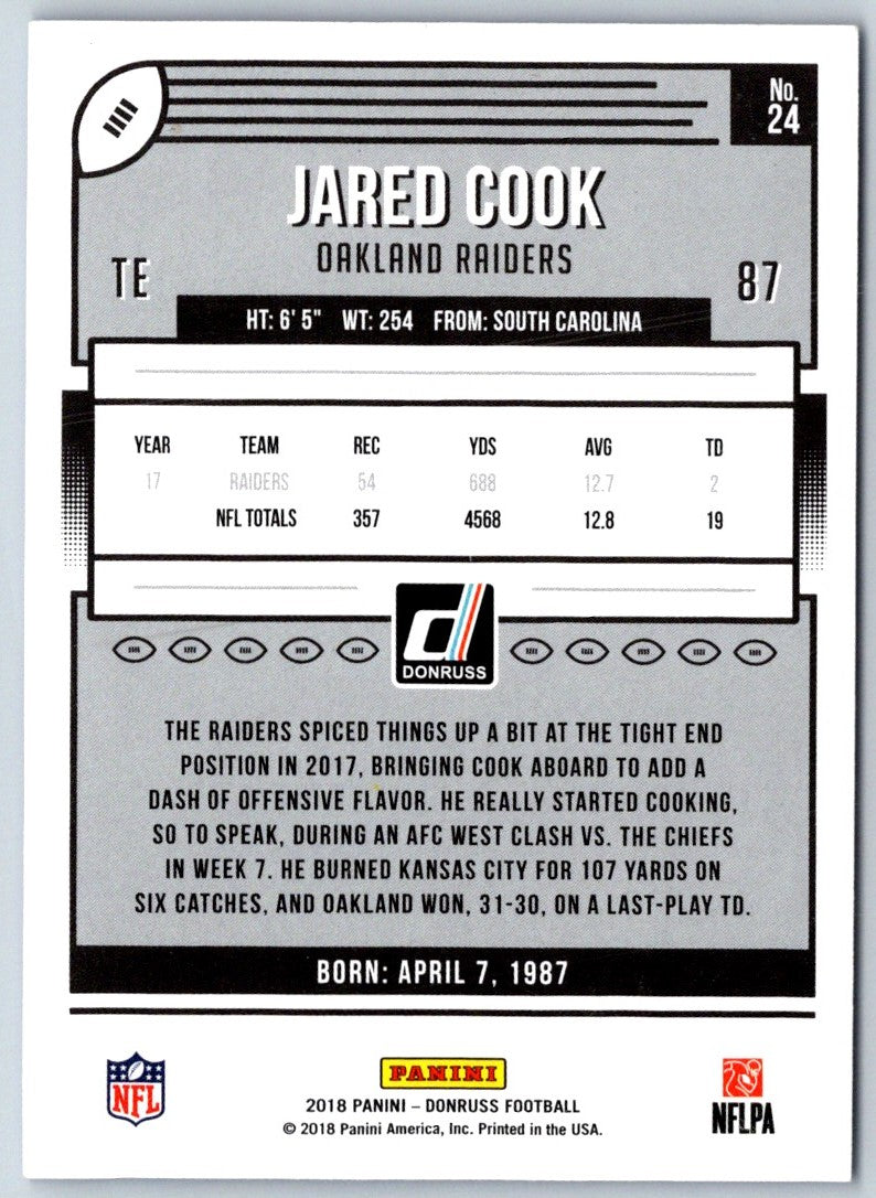 2018 Donruss Press Proof Blue Jared Cook