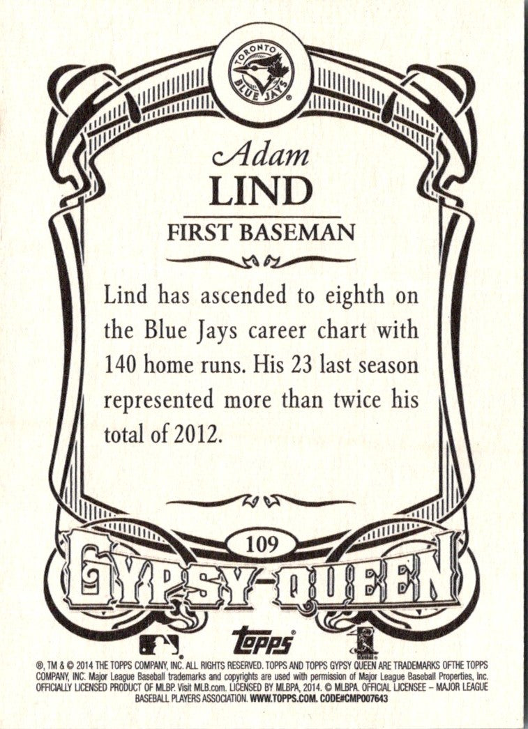 2014 Topps Gypsy Queen Adam Lind