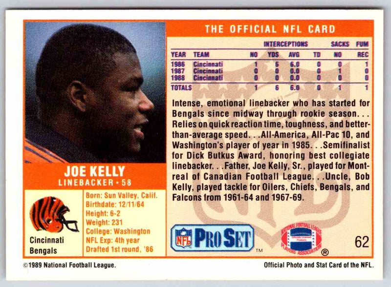 1989 NFL Proset Joe Kelly