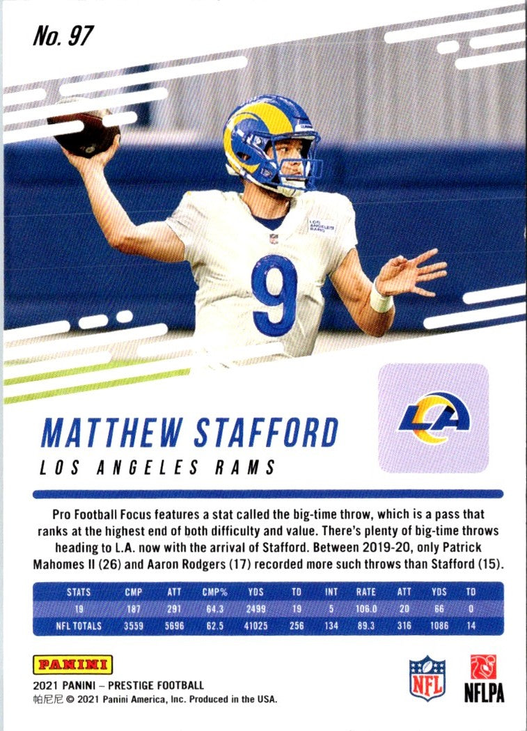 2021 Panini Prestige Matthew Stafford