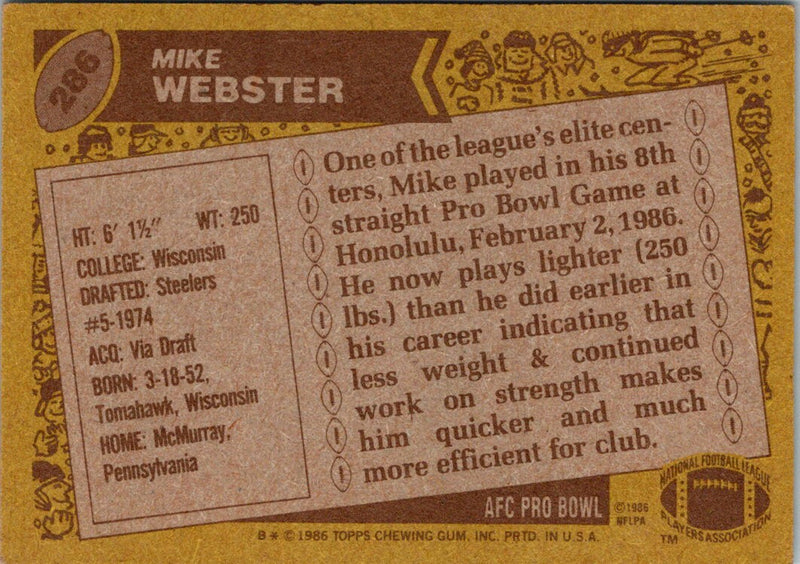 1986 Topps Mike Webster
