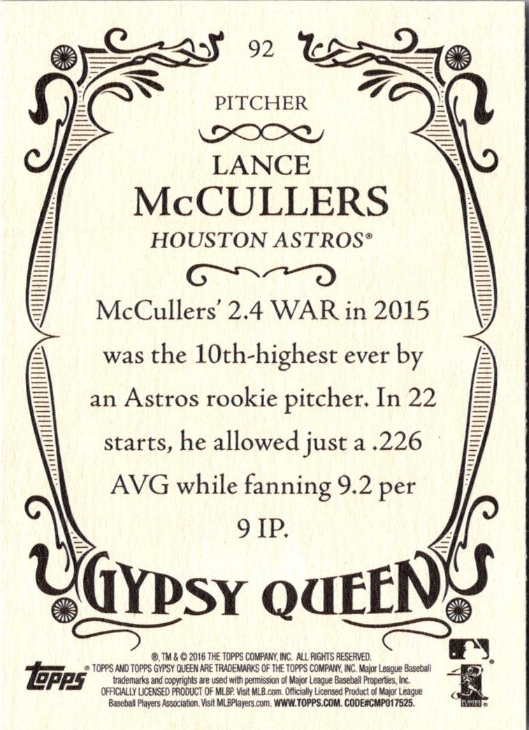 2016 Topps Gypsy Queen Lance McCullers