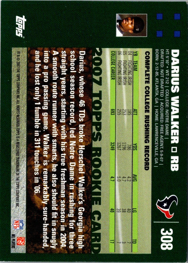 2007 Topps Darius Walker